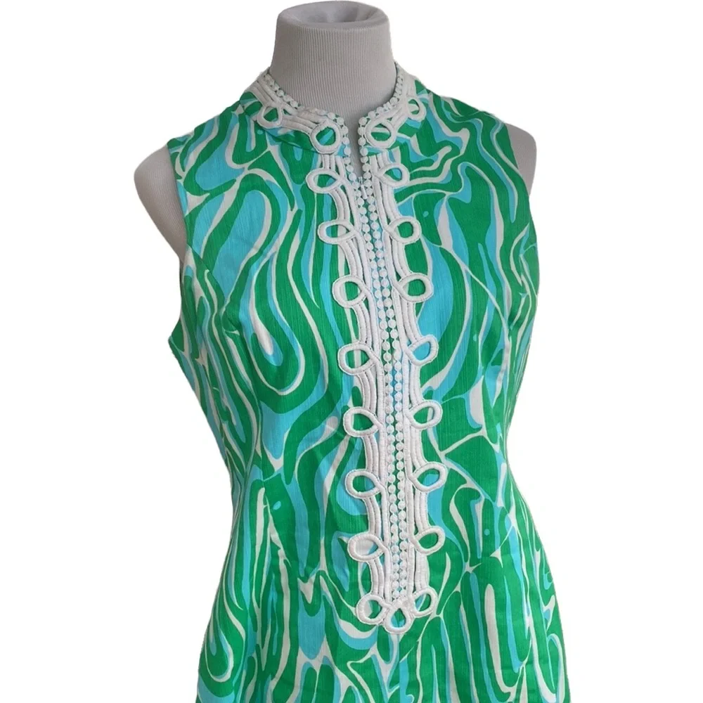 Lilly Pulitzer Green & White Sleeveless Printed Midi Dress - Picture 3 of 6